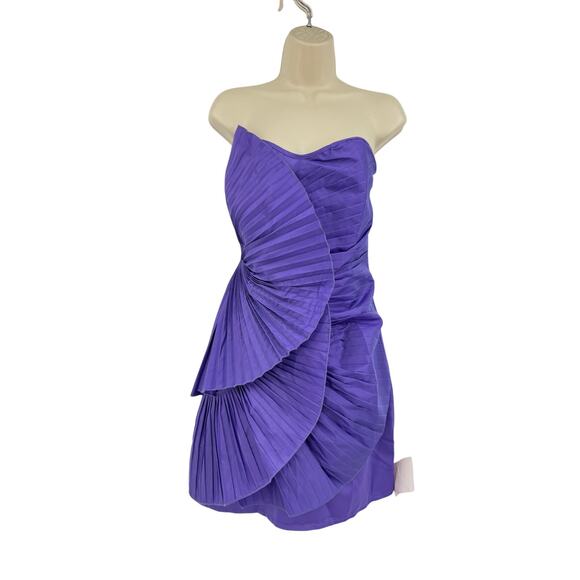 Vintage 2010s ASOS Strapless Mini Dress Size 10 Purple Glam Sculptural Club Wear - Picture 2 of 11